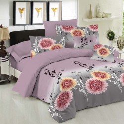 ΣΕΤ ΣΕΝΤΟΝΙΑ LE BLANC PREMIUM COTTON 100% CHRYSANTHEMUM LILAC ΜΟΝΑ ΜΕ ΛΑΣΤΙΧΟ 100X200+33