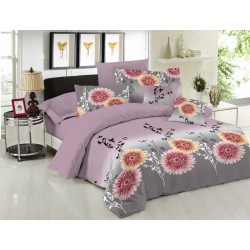 ΣΕΤ ΣΕΝΤΟΝΙΑ LE BLANC PREMIUM COTTON 100% CHRYSANTHEMUM LILAC ΜΟΝΑ ΜΕ ΛΑΣΤΙΧΟ 100X200+33