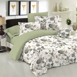 ΣΕΤ ΣΕΝΤΟΝΙΑ LE BLANC PREMIUM COTTON 100% ROSE OLIVE ΜΟΝΑ ΜΕ ΛΑΣΤΙΧΟ 100X200+33
