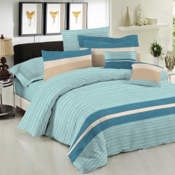 ΣΕΤ ΣΕΝΤΟΝΙΑ LE BLANC PREMIUM COTTON 100% BROOKLYN AQUA ΜΟΝΑ ΜΕ ΛΑΣΤΙΧΟ 100X200+33