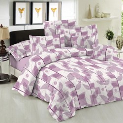 ΣΕΤ ΣΕΝΤΟΝΙΑ LE BLANC PREMIUM COTTON 100% LEAVES LILAC ΜΟΝΑ ΜΕ ΛΑΣΤΙΧΟ 100X200+33
