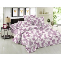 ΣΕΤ ΣΕΝΤΟΝΙΑ LE BLANC PREMIUM COTTON 100% LEAVES LILAC ΜΟΝΑ ΜΕ ΛΑΣΤΙΧΟ 100X200+33
