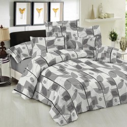 ΣΕΤ ΣΕΝΤΟΝΙΑ LE BLANC PREMIUM COTTON 100% LEAVES GREY ΜΟΝΑ ΜΕ ΛΑΣΤΙΧΟ 100X200+33
