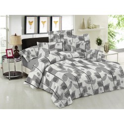 ΣΕΤ ΣΕΝΤΟΝΙΑ LE BLANC PREMIUM COTTON 100% LEAVES GREY ΜΟΝΑ ΜΕ ΛΑΣΤΙΧΟ 100X200+33