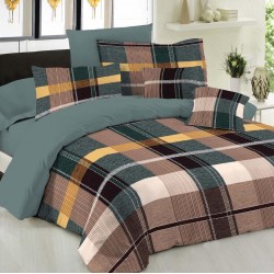 ΣΕΤ ΣΕΝΤΟΝΙΑ LE BLANC PREMIUM COTTON 100% SQUARES GREEN ΥΠΕΡΔΙΠΛΑ 240X270