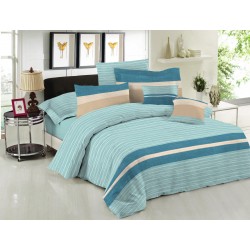 ΣΕΤ ΣΕΝΤΟΝΙΑ LE BLANC PREMIUM COTTON 100% BROOKLYN AQUA ΥΠΕΡΔΙΠΛΑ ΜΕ ΛΑΣΤΙΧΟ 160X200+33