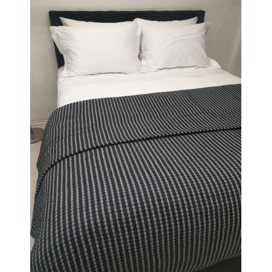 ΚΟΥΒΕΡΤΑ ΥΦΑΝΤΗ ΚΟΜΒΟΣ ΒΑΜΒΑΚΕΡΗ ΙΝΔΙΑΣ BLACK - LIGHT GREY ΥΠΕΡΔΙΠΛΗ 240X250