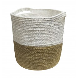 ΚΑΛΑΘΙ ΠΛΕΚΤΟ ΚΟΜΒΟΣ 100% ΒΑΜΒΑΚΙ BEIGE - WHITE 25X25