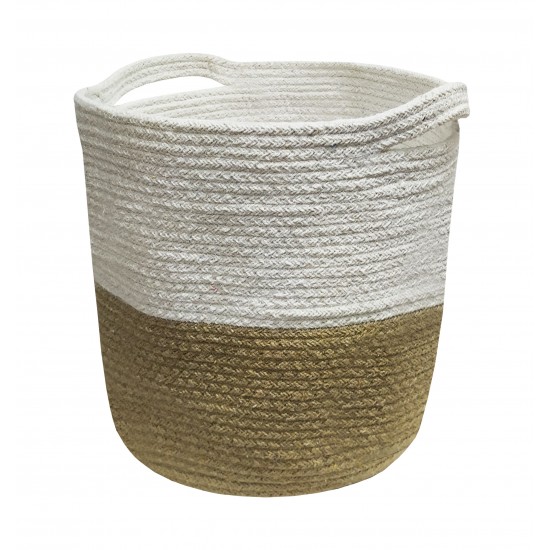 ΚΑΛΑΘΙ ΠΛΕΚΤΟ ΚΟΜΒΟΣ 100% ΒΑΜΒΑΚΙ BEIGE - WHITE 25X25