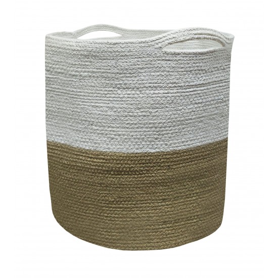 ΚΑΛΑΘΙ ΠΛΕΚΤΟ ΚΟΜΒΟΣ 100% ΒΑΜΒΑΚΙ BEIGE - WHITE 40X40