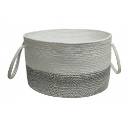 ΚΑΛΑΘΙ ΠΛΕΚΤΟ ΚΟΜΒΟΣ 100% ΒΑΜΒΑΚΙ WHITE - GREY 25X25X40
