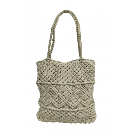 ΤΣΑΝΤΑ MACRAME ΚΟΜΒΟΣ 100% ΒΑΜΒΑΚΙ NATURAL WITH ZIP 40X35
