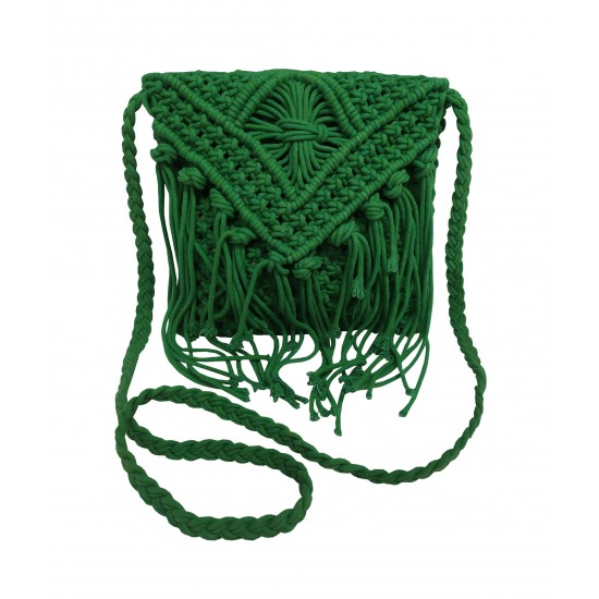 ΤΣΑΝΤΑ MACRAME ΚΟΜΒΟΣ 100% ΒΑΜΒΑΚΙ GREEN 25X20