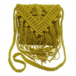 ΤΣΑΝΤΑ MACRAME ΚΟΜΒΟΣ 100% ΒΑΜΒΑΚΙ YELLOW 25X20