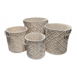 ΣΕΤ ΚΑΛΑΘΙΑ MACRAME 4ΤΕΜ ΚΟΜΒΟΣ 100% ΒΑΜΒΑΚΙ NATURAL (40,64X40,64) (35,56X35,56) (30,48X30,48) (25,40X25,40)