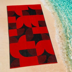ΠΕΤΣΕΤΑ ΘΑΛΑΣΣΗΣ GEOMETRICO DGREY-RED 86X160