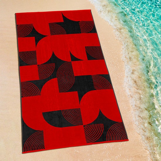 ΠΕΤΣΕΤΑ ΘΑΛΑΣΣΗΣ GEOMETRICO DGREY-RED 86X160