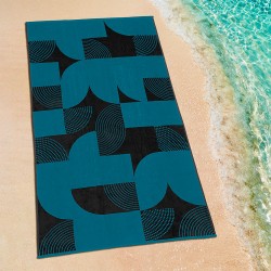 ΠΕΤΣΕΤΑ ΘΑΛΑΣΣΗΣ GEOMETRICO BLACK-PETROL 86X160