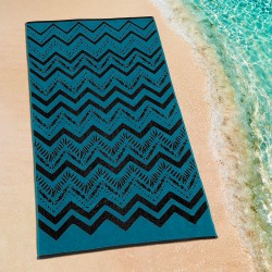ΠΕΤΣΕΤΑ ΘΑΛΑΣΣΗΣ ZIGZAGE BLACK-PETROL 86X160