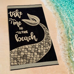 ΠΕΤΣΕΤΑ ΘΑΛΑΣΣΗΣ BEACH TIME BLACK-WHITE 86X160