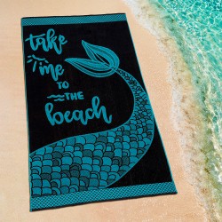 ΠΕΤΣΕΤΑ ΘΑΛΑΣΣΗΣ BEACH TIME BLACK-PETROL 86X160