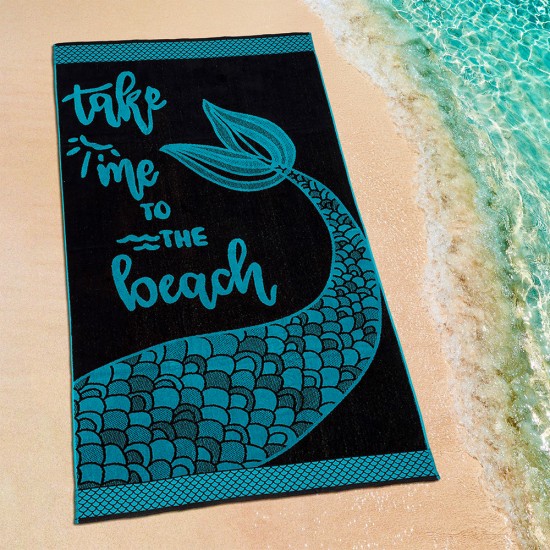 ΠΕΤΣΕΤΑ ΘΑΛΑΣΣΗΣ BEACH TIME BLACK-PETROL 86X160