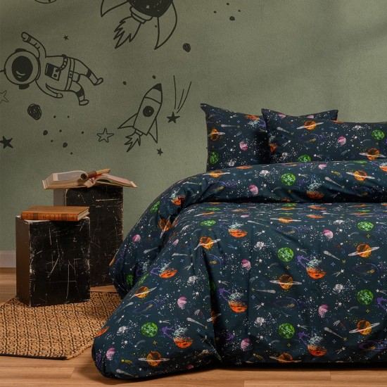 ΣΕΤ ΣΕΝΤΟΝΙΑ ΜΟΝΑ (Λ) INTERSTELLAR BLUE KIDS LINE (100X200+32)