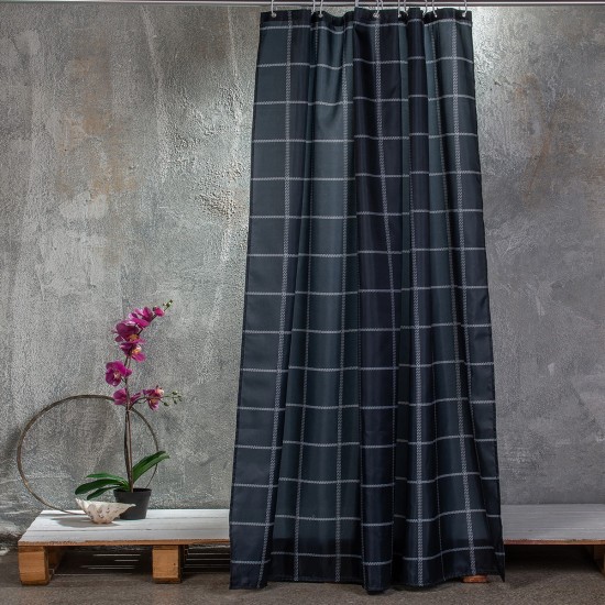ΚΟΥΡΤΙΝΑ ΜΠΑΝΙΟΥ 180X200 CHECK BLACK