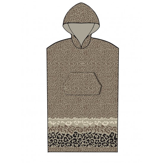PONCHO ΘΑΛΑΣΣΗΣ ΜΕ ΚΟΥΚΟΥΛΑ LEOPARD BROWN SMALL - MEDIUM