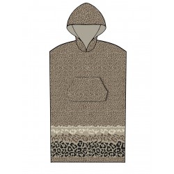 PONCHO ΘΑΛΑΣΣΗΣ ΜΕ ΚΟΥΚΟΥΛΑ LEOPARD BROWN LARGE - X-LARGE