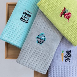 ΣΕΤ 4 ΠΕΤΣΕΤΕΣ ΚΟΥΖΙΝΑΣ KITCHEN TOWELS 50X70 NORA100 EMBROIDERY 1