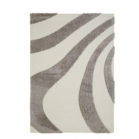 ΧΑΛΙ TOSCANA SHAGGY BRANCO WHITE SILVER ROYAL CARPET - 140 X 200 CM