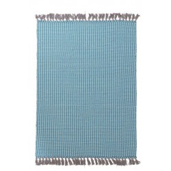 ΧΑΛΙ URBAN COTTON KILIM Δ - HOUNDSTOOTH CARIBBEAN SEA ROYAL CARPET - 130 X 190 CM