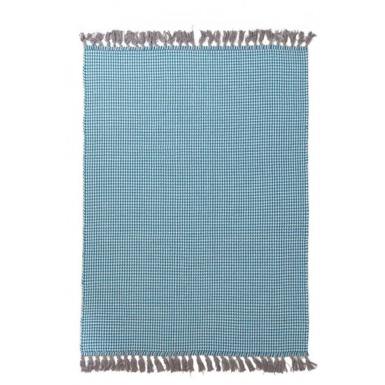 ΧΑΛΙ URBAN COTTON KILIM Δ - HOUNDSTOOTH CARIBBEAN SEA ROYAL CARPET - 130 X 190 CM
