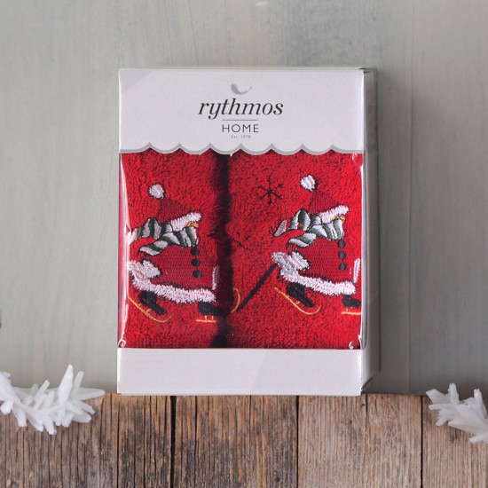 CHRISTMAS TERRY GIFT SET (4 ΧΙΟΝΑΝΘΡΩΠΟΣ) ΠΡΟΣΩΠΟΥ (50X90) ΚΟΚΚΙΝΟ
