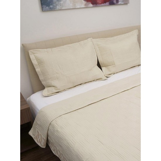 ΚΟΥΒΕΡΛΙ PERCALE ΚΕΝΤΗΤΟ BEIGE ΥΠΕΡΔΙΠΛΟ (220X240)