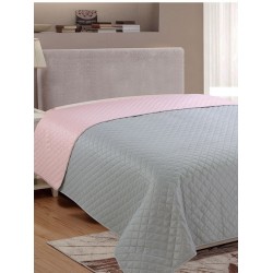 ΚΟΥΒΕΡΛΙ FIBER GREY/PINK ΜΟΝΟ (160X220)
