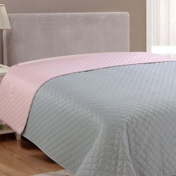 ΚΟΥΒΕΡΛΙ FIBER GREY/PINK ΜΟΝΟ (160X220)