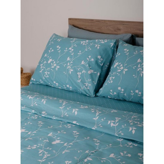 ΣΕΤ ΣΕΝΤΟΝΙΑ COTTON FEELINGS 924 AQUA ΜΟΝΟ (165X270)
