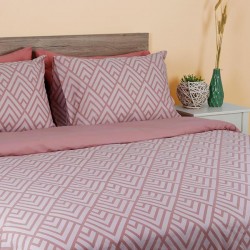ΣΕΤ ΣΕΝΤΟΝΙΑ COTTON FEELINGS 2036 PINK ΔΙΠΛΟ ΜΕ ΛΑΣΤΙΧΟ (150X205+30)