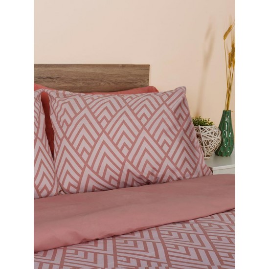 ΣΕΤ ΣΕΝΤΟΝΙΑ COTTON FEELINGS 2036 PINK ΔΙΠΛΟ ΜΕ ΛΑΣΤΙΧΟ (150X205+30)