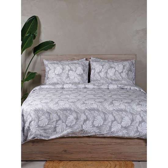 ΣΕΤ ΣΕΝΤΟΝΙΑ COTTON FEELINGS 2038 GREY ΔΙΠΛΟ ΜΕ ΛΑΣΤΙΧΟ (150X205+30)