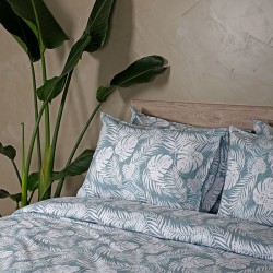 ΣΕΤ ΣΕΝΤΟΝΙΑ COTTON FEELINGS 2038 AQUA ΔΙΠΛΟ ΜΕ ΛΑΣΤΙΧΟ (150X205+30)