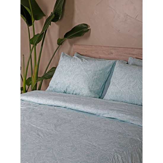 ΣΕΤ ΣΕΝΤΟΝΙΑ COTTON FEELINGS 2040 AQUA ΥΠΕΡΔΙΠΛΟ ΜΕ ΛΑΣΤΙΧΟ (170X205+30)