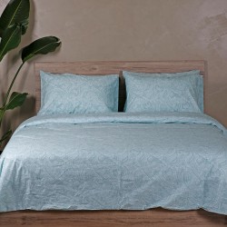 ΣΕΤ ΣΕΝΤΟΝΙΑ COTTON FEELINGS 2040 AQUA ΥΠΕΡΔΙΠΛΟ ΜΕ ΛΑΣΤΙΧΟ (170X205+30)
