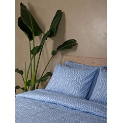 ΣΕΤ ΣΕΝΤΟΝΙΑ COTTON FEELINGS 2042 BLUE ΥΠΕΡΔΙΠΛΟ ΜΕ ΛΑΣΤΙΧΟ (170X205+30)