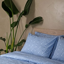 ΣΕΤ ΣΕΝΤΟΝΙΑ COTTON FEELINGS 2042 BLUE ΥΠΕΡΔΙΠΛΟ ΜΕ ΛΑΣΤΙΧΟ (170X205+30)