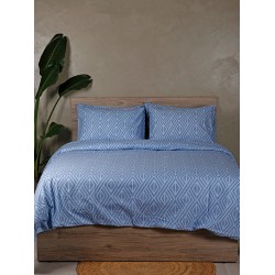 ΣΕΤ ΣΕΝΤΟΝΙΑ COTTON FEELINGS 2042 BLUE ΥΠΕΡΔΙΠΛΟ ΜΕ ΛΑΣΤΙΧΟ (170X205+30)