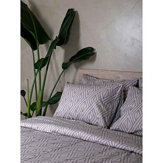 ΣΕΤ ΣΕΝΤΟΝΙΑ COTTON FEELINGS 2042 GREY ΥΠΕΡΔΙΠΛΟ ΜΕ ΛΑΣΤΙΧΟ (170X205+30)