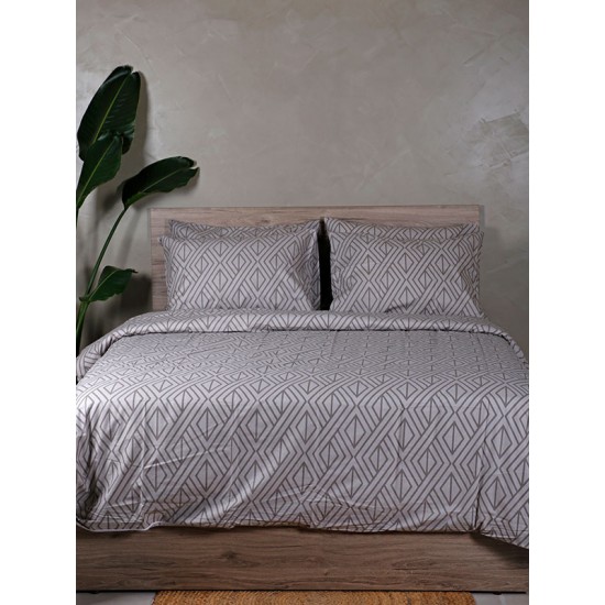 ΣΕΤ ΣΕΝΤΟΝΙΑ COTTON FEELINGS 2042 GREY ΥΠΕΡΔΙΠΛΟ ΜΕ ΛΑΣΤΙΧΟ (170X205+30)